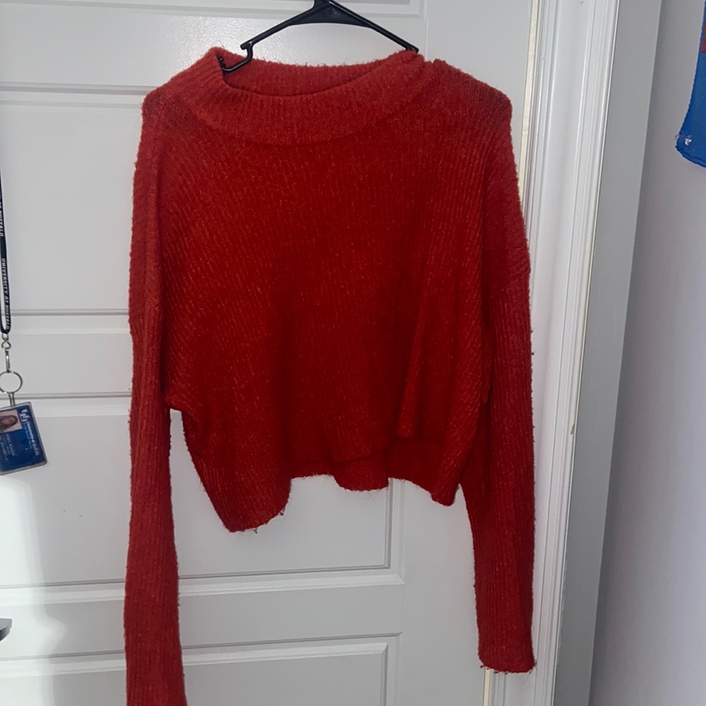 Cropped red sweater